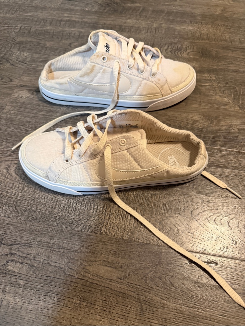 Nike Women’s Low-Top Canvas Lace-Up Sneakers in Cream Slip On